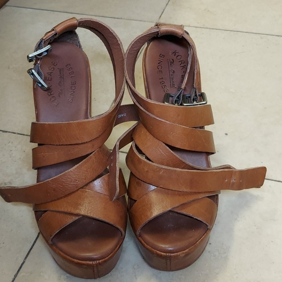 Kork-Ease Shoes - KORK EASE Brown Leather Platform Gladiator Sandals